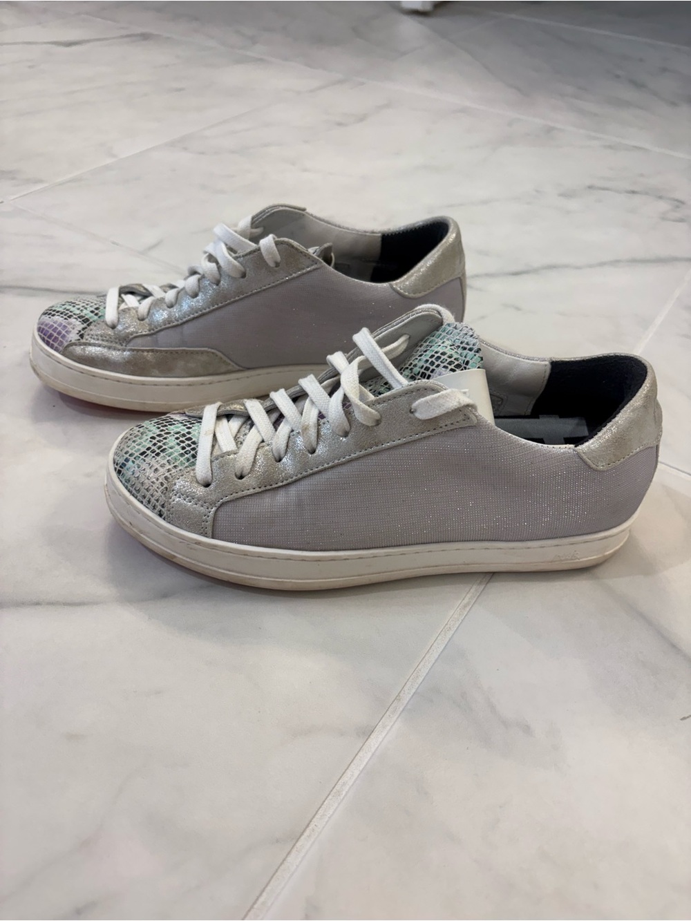P448 Women's Low-Top Sneakers in Silver and Iridescent Pastel